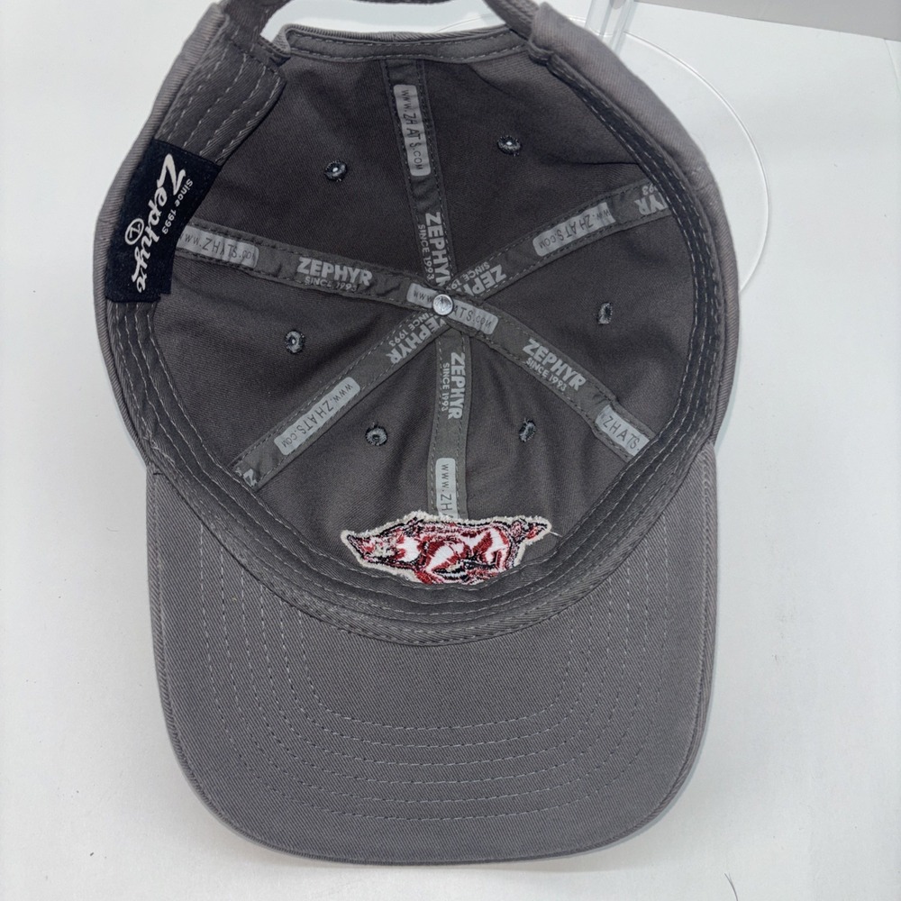 Arkansas Razorbacks Zephyr Gray Hat Cap Authentic Adjustable - Picture 6 of 8